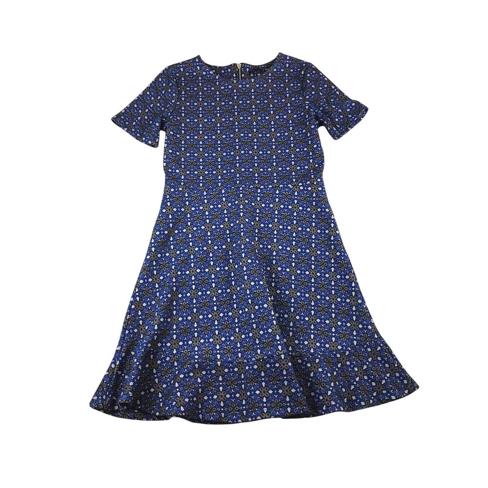 Sfera Collection Small Size 28 Blue Floral Short Sleeve Dress Zip Back NWOT